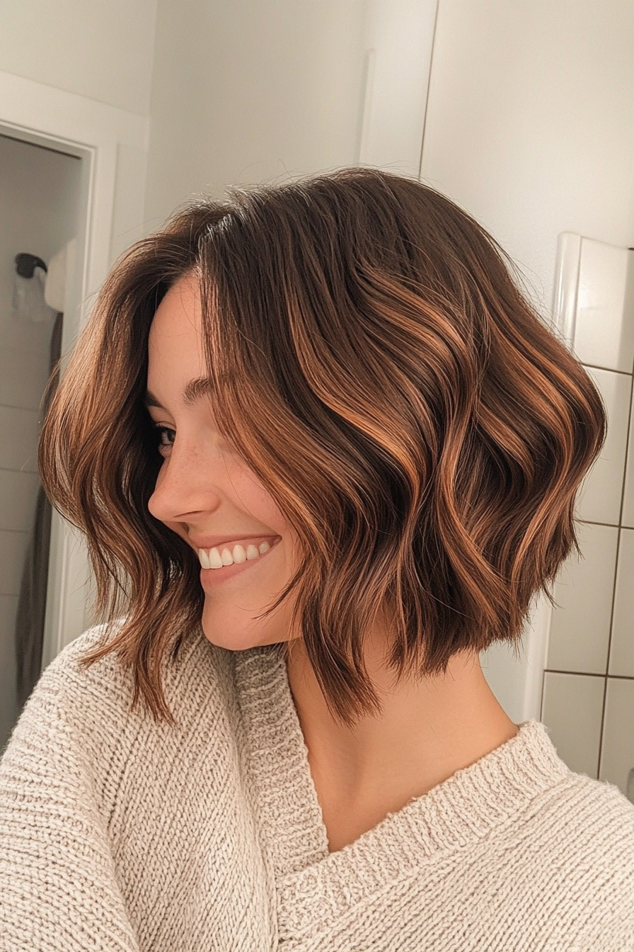 27. Espresso and Chestnut Balayage Bob (Inverted Bob Haircuts) - Inverted Bob Haircuts