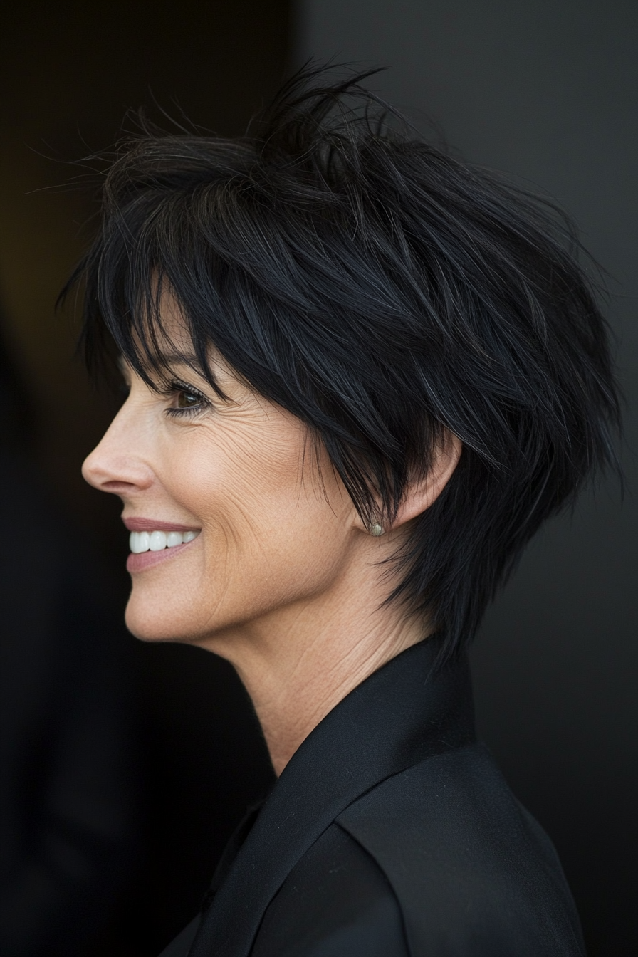 6. Choppy Pixie with Natural Black (Short Hairstyles For Women Over 50 With Thin Hair) - Short Hairstyles For Women Over 50 With Thin Hair