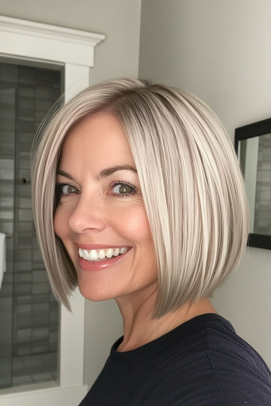 7. Sleek Bob with Pearl Platinum (Short Hairstyles For Women Over 50 With Thin Hair) - Short Hairstyles For Women Over 50 With Thin Hair