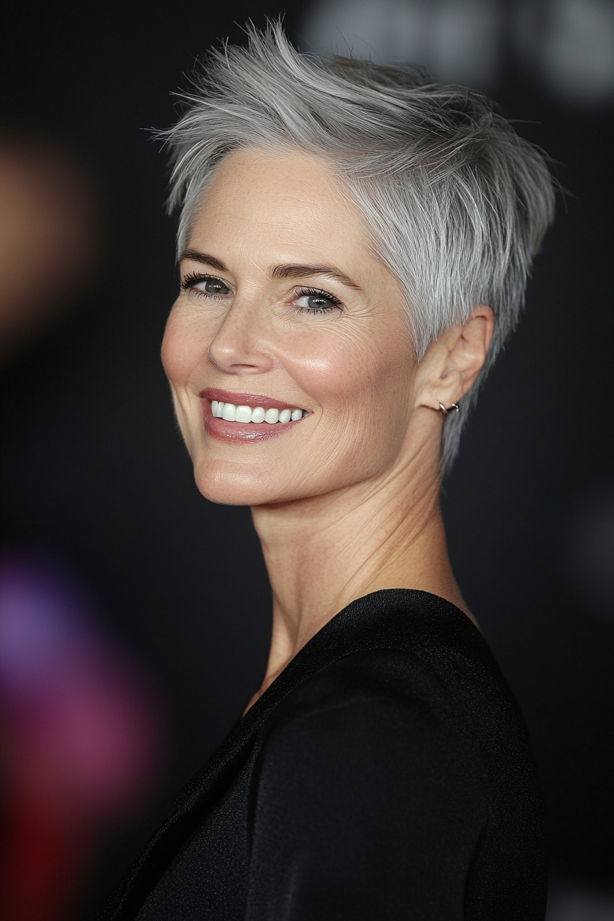 17. Cropped Cut with Natural Silver (Short Hairstyles For Women Over 50 With Thin Hair) - Short Hairstyles For Women Over 50 With Thin Hair