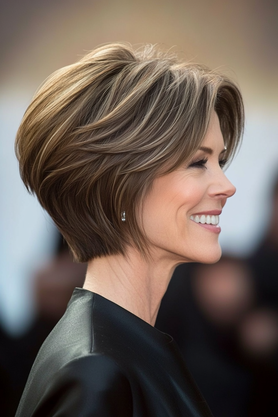 21. Graduated Bob with Sandy Brown (Short Hairstyles For Women Over 50 With Thin Hair) - Short Hairstyles For Women Over 50 With Thin Hair