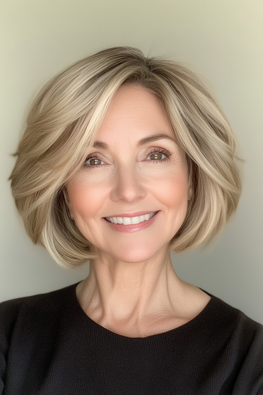 23. Short Stacked Bob with Light Caramel (Short Hairstyles For Women Over 50 With Thin Hair) - Short Hairstyles For Women Over 50 With Thin Hair