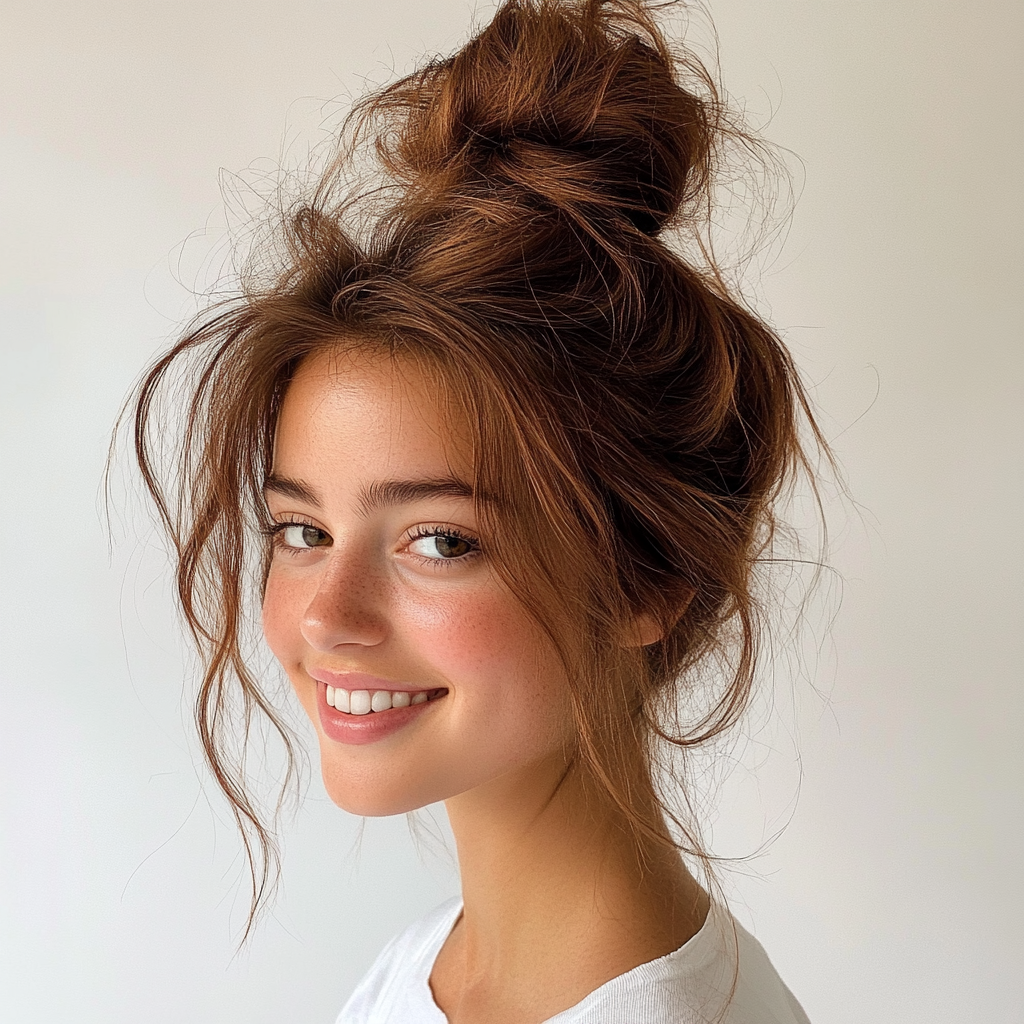 4. Textured Top Knot in Chestnut Brown (Hair Up Hairstyle) - Hair Up Hairstyle