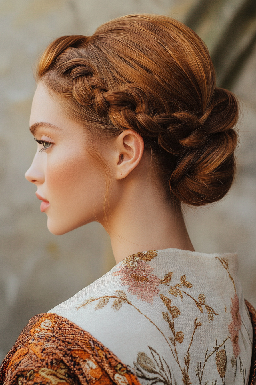 16. Double-Braid Bun in Warm Hazelnut (Hair Up Hairstyle) - Hair Up Hairstyle
