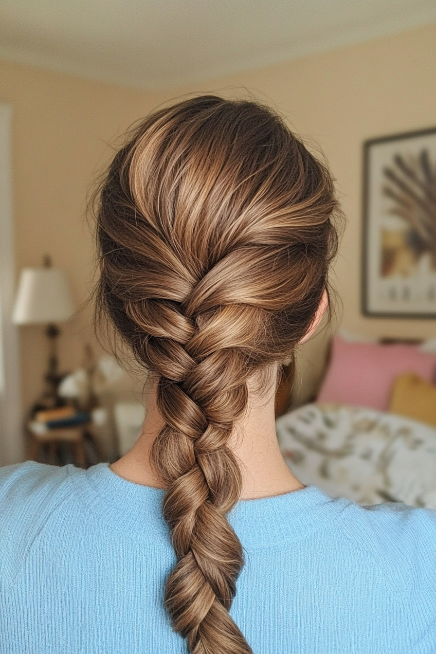 18. Fishtail Braided Updo in Light Ash Brown (Hair Up Hairstyle) - Hair Up Hairstyle