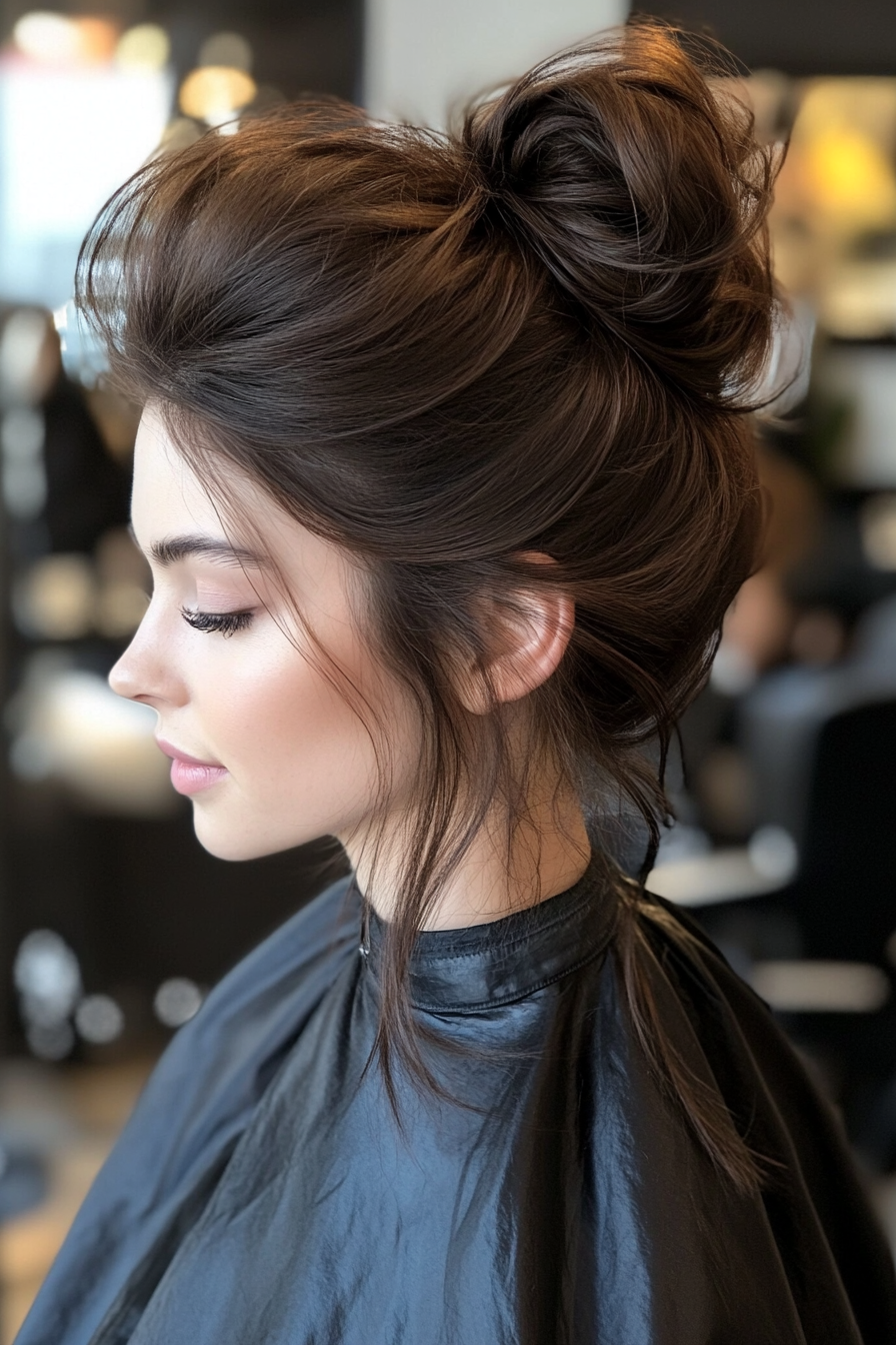 21. Sleek French Roll in Rich Espresso (Hair Up Hairstyle) - Hair Up Hairstyle