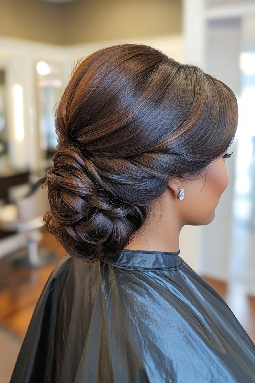 23. Twisted Side Updo in Amber Brown (Hair Up Hairstyle) - Hair Up Hairstyle