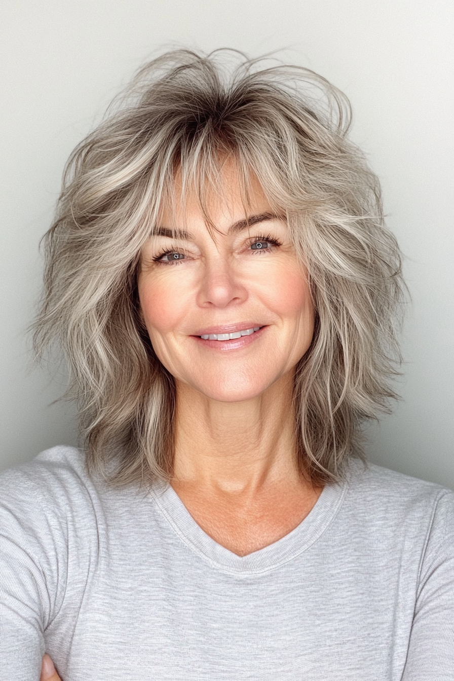 1. Soft Ash Blonde Shag with Face-Framing Layers (Shaggy Hairstyles For Older Women) - Shaggy Hairstyles For Older Women