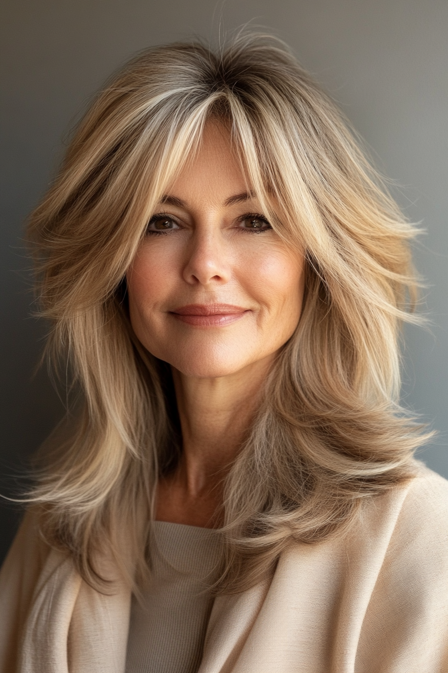 7. Honey Blonde Shoulder-Length Shag (Shaggy Hairstyles For Older Women) - Shaggy Hairstyles For Older Women