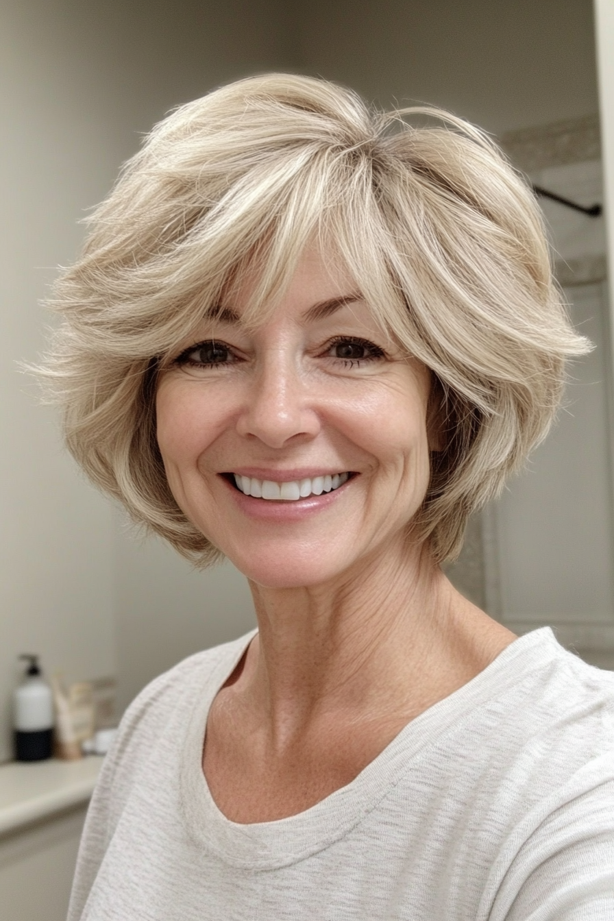 9. Short Sandy Blonde Shag (Shaggy Hairstyles For Older Women) - Shaggy Hairstyles For Older Women