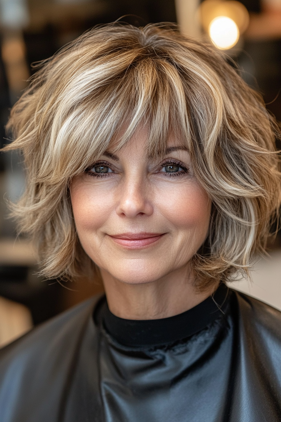 25. Honey Brown Shag with Rounded Fringe (Shaggy Hairstyles For Older Women) - Shaggy Hairstyles For Older Women