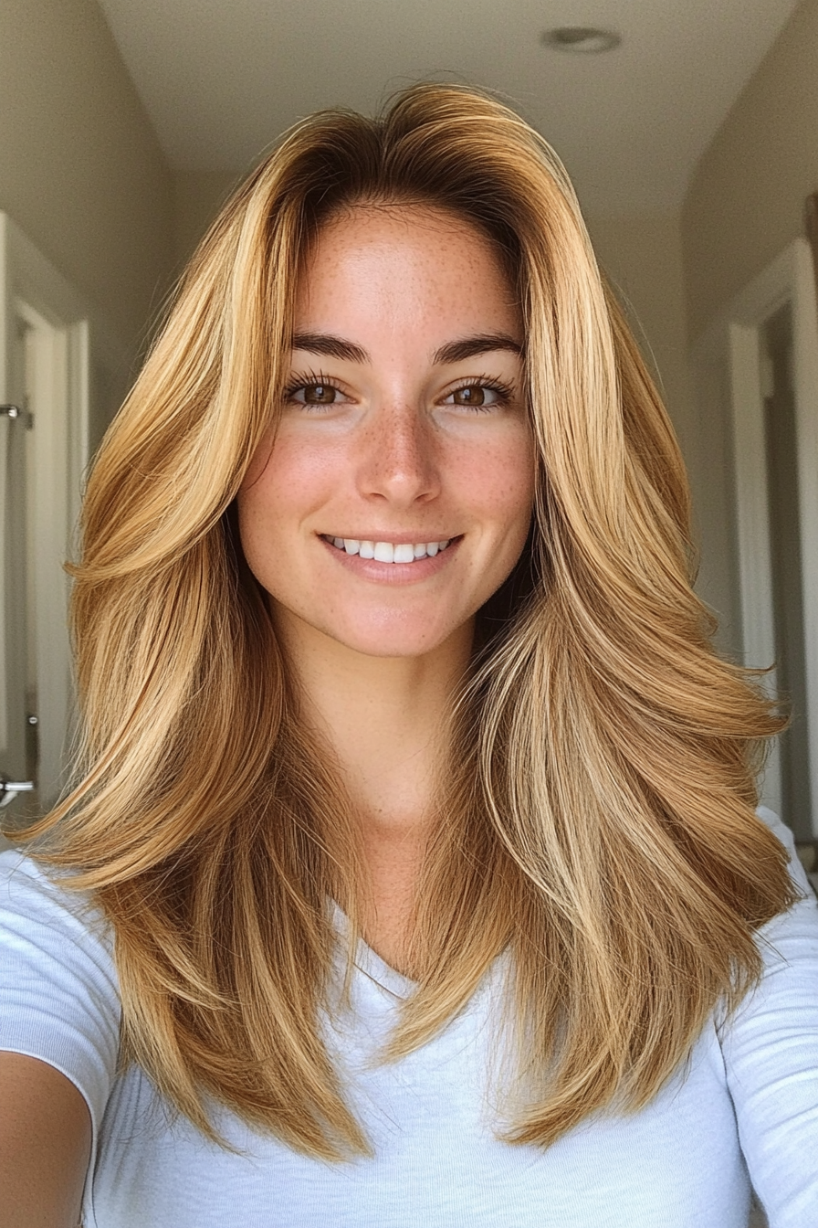 1. Golden Cascade Layers (Loose Hairstyles) - Loose Hairstyles