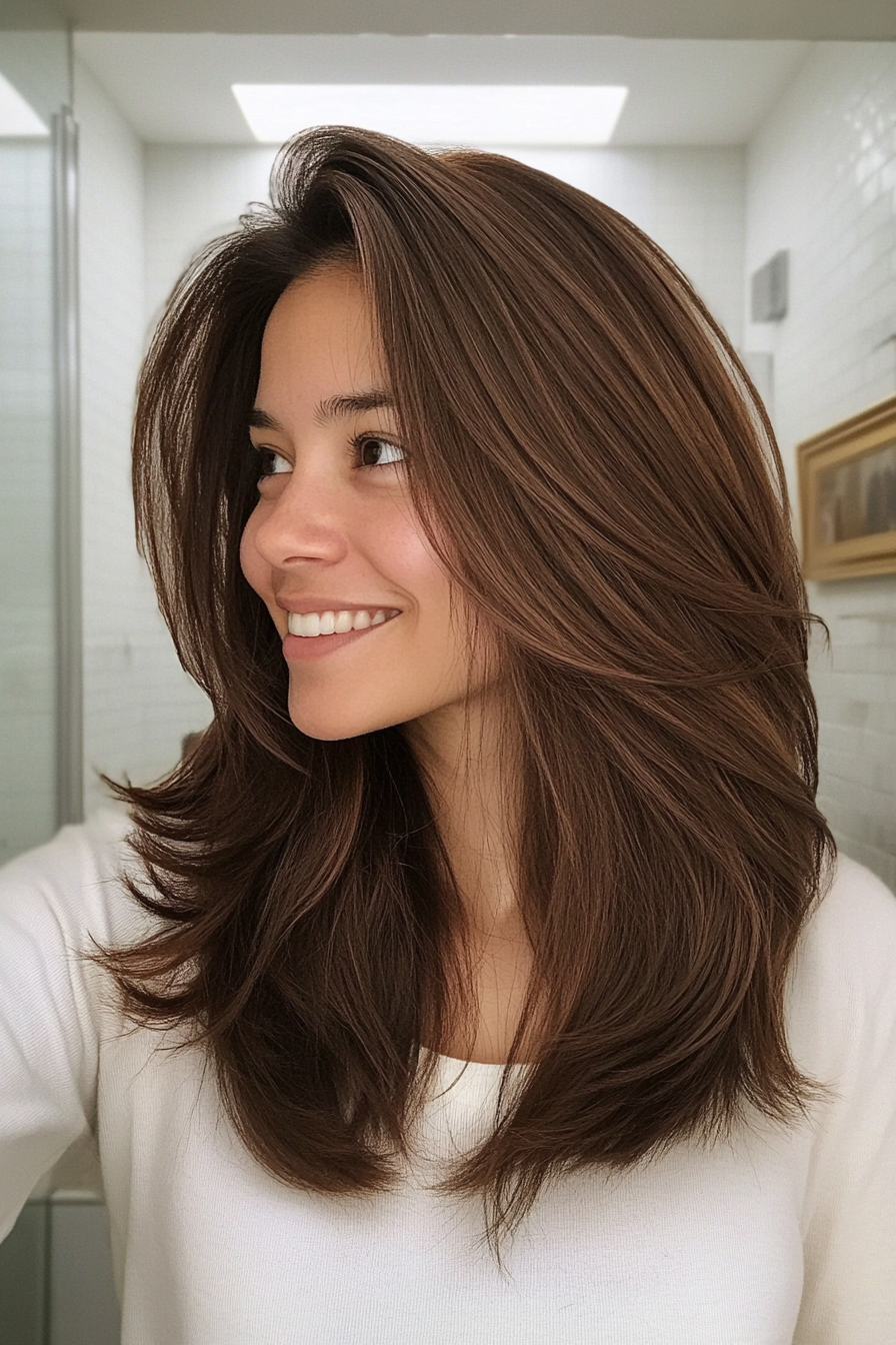 17. Rich Walnut Blended Layers (Loose Hairstyles) - Loose Hairstyles