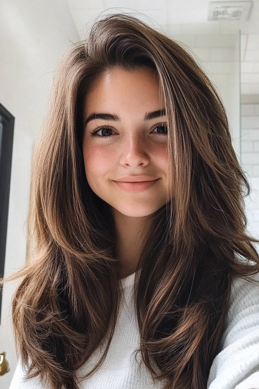 19. Pecan Brown Textured Layers (Loose Hairstyles) - Loose Hairstyles