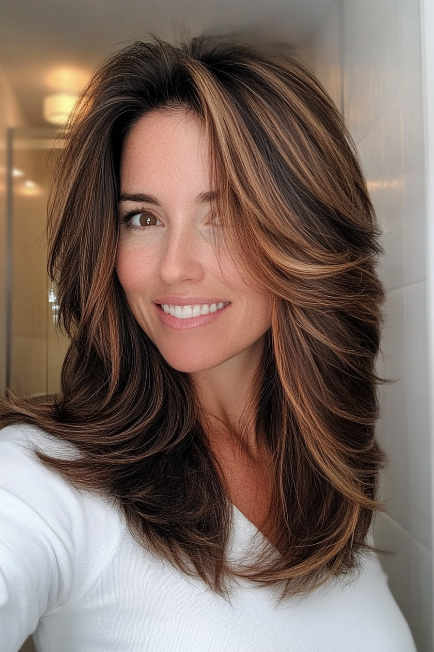 21. Amber-Touched Layered Shag (Loose Hairstyles) - Loose Hairstyles