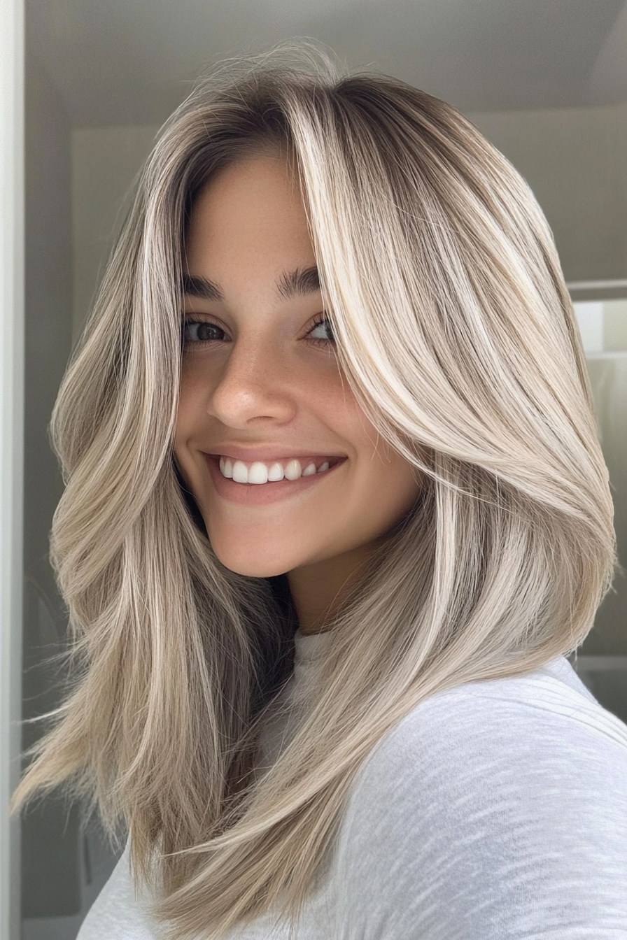 22. Ash Blonde Feathered Lob (Loose Hairstyles) - Loose Hairstyles