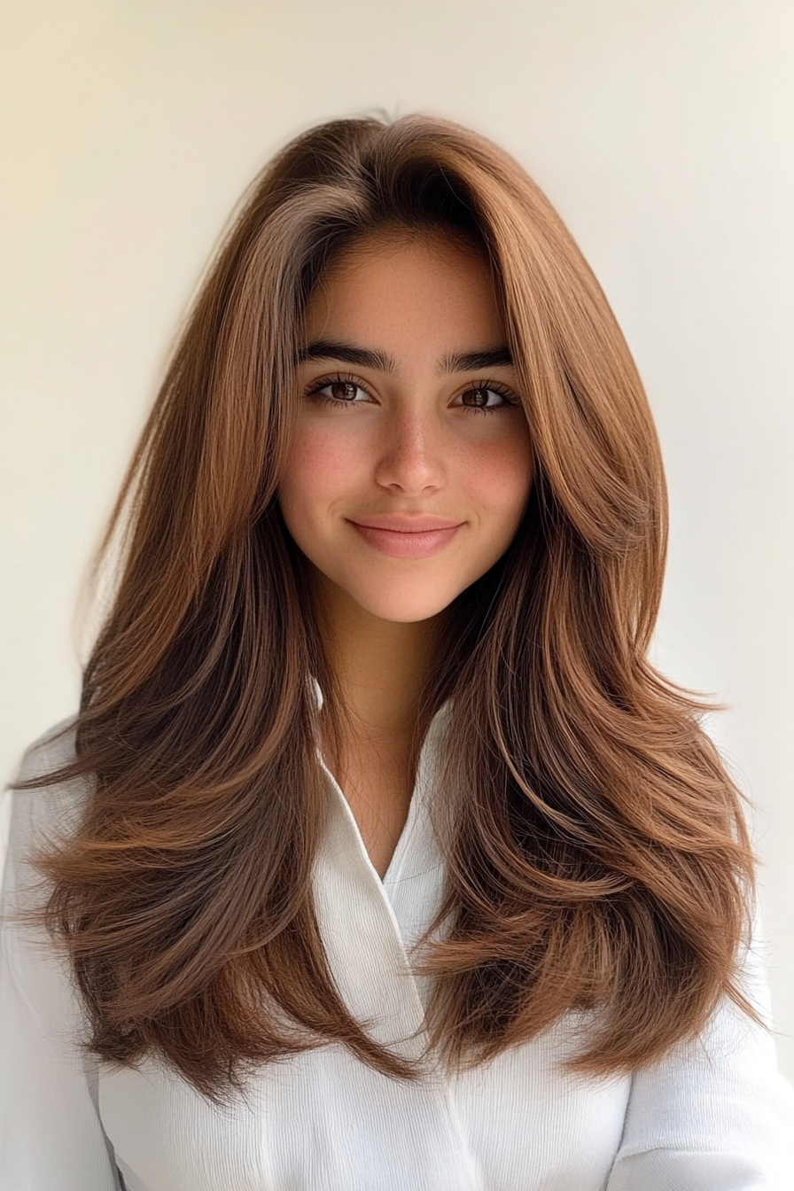 23. Earthy Chestnut Long Layers (Loose Hairstyles) - Loose Hairstyles