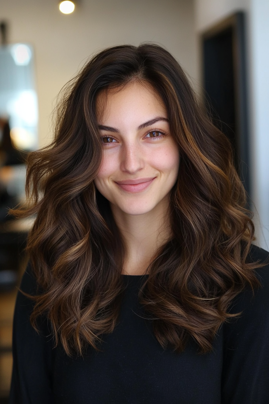 26. Chocolate Brown Layered Curls (Loose Hairstyles) - Loose Hairstyles