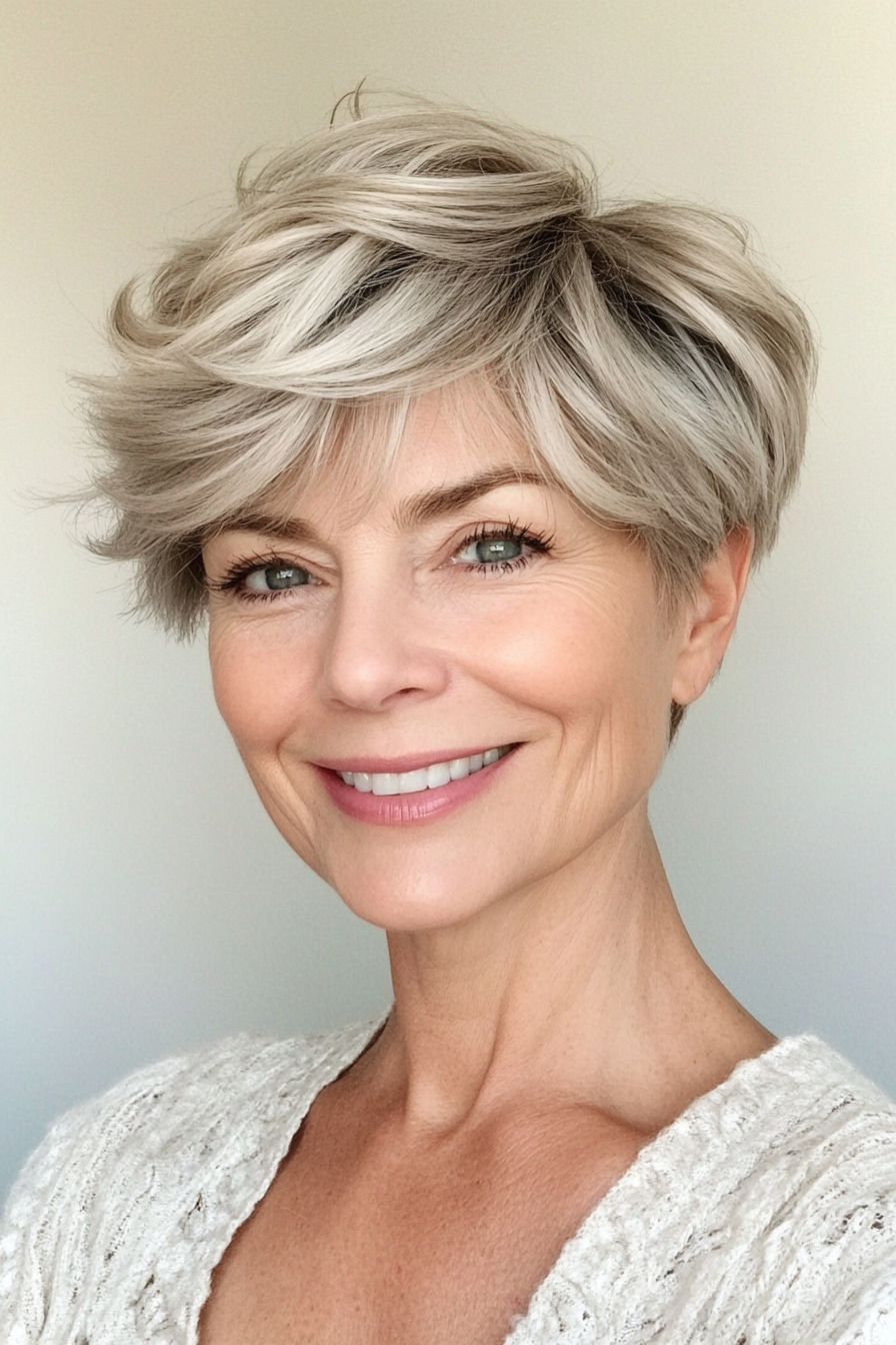 8. Wispy Pixie in Light Ash Blonde (Short Pixie Hairstyles For Women Over 50) - Short Pixie Hairstyles For Women Over 50