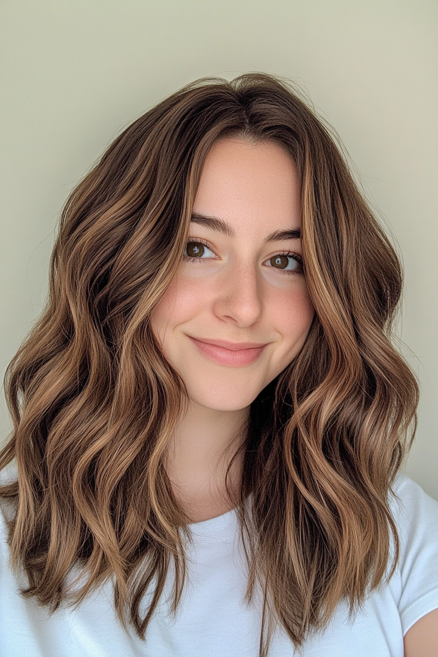 1. Classic Soft Layers with Chestnut Brown (Medium Length Wavy Haircuts) - Medium Length Wavy Haircuts