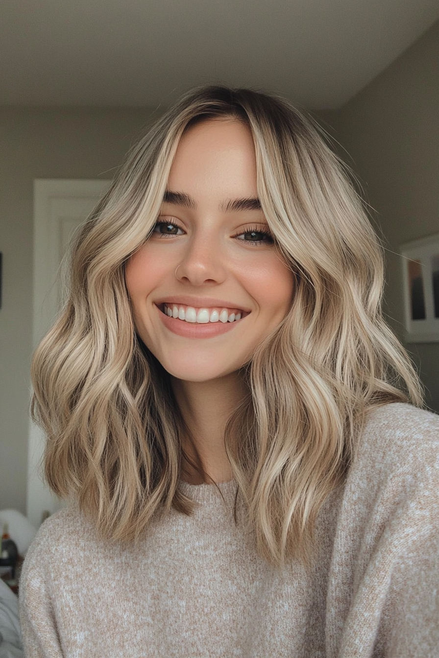 20. Straight-Across Ends with Ash Blonde (Medium Length Wavy Haircuts) - Medium Length Wavy Haircuts
