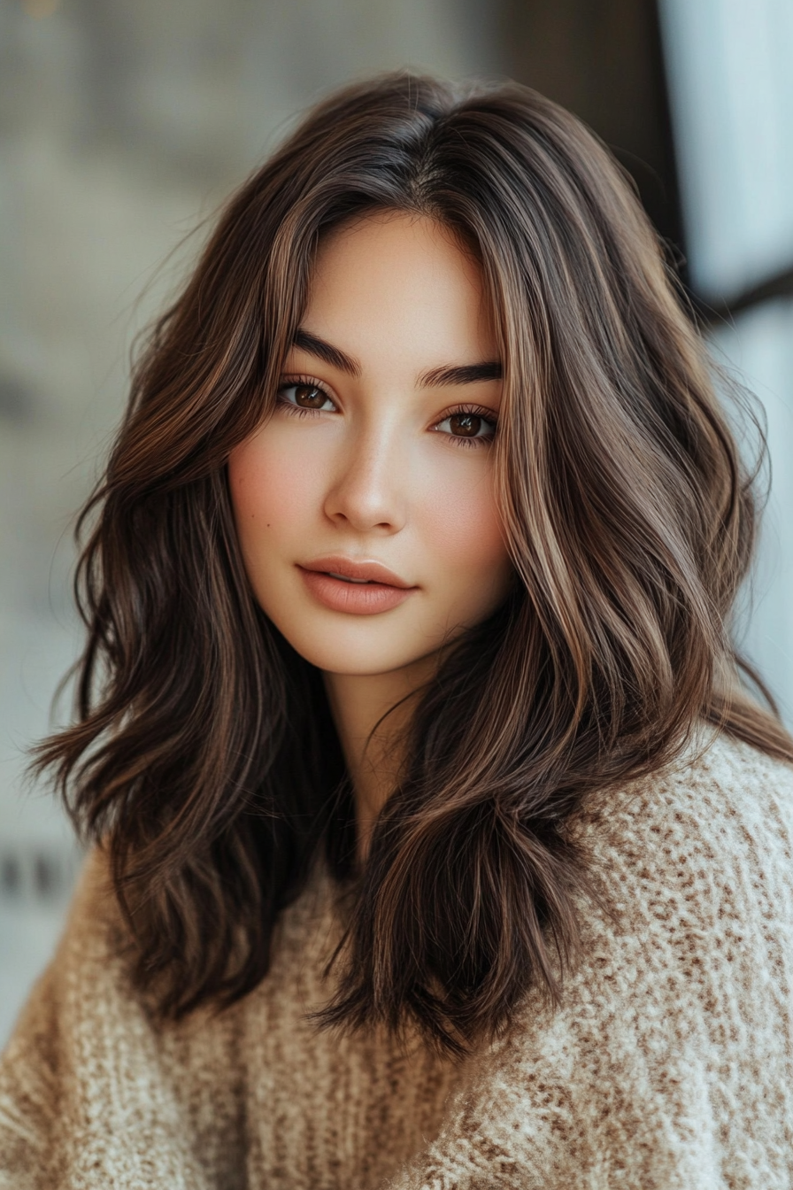 27. Airy Waves with Golden Honey Brown (Medium Length Wavy Haircuts) - Medium Length Wavy Haircuts