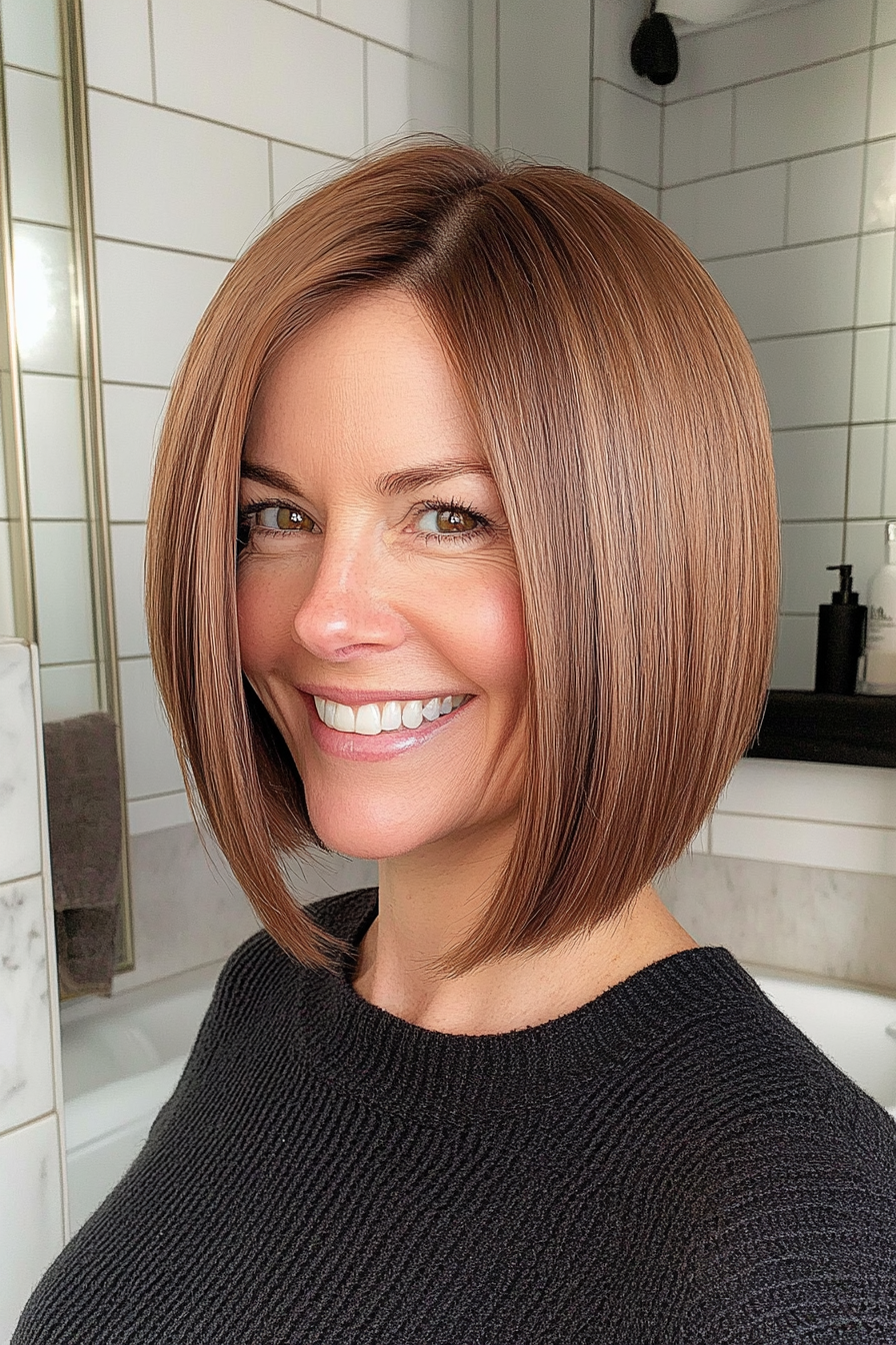 5. 5. Classic Bob with Chestnut Accents (Medium Length Hairstyles For Women Over 40) - Medium Length Hairstyles For Women Over 40