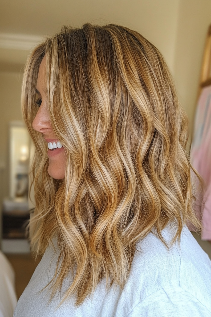 10. 10. Beachy Waves with Golden Blonde Tint (Medium Length Hairstyles For Women Over 40) - Medium Length Hairstyles For Women Over 40