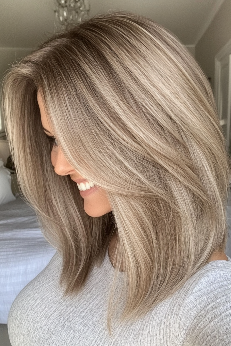 14. 14. Graduated Lob with Light Ash Blonde (Medium Length Hairstyles For Women Over 40) - Medium Length Hairstyles For Women Over 40