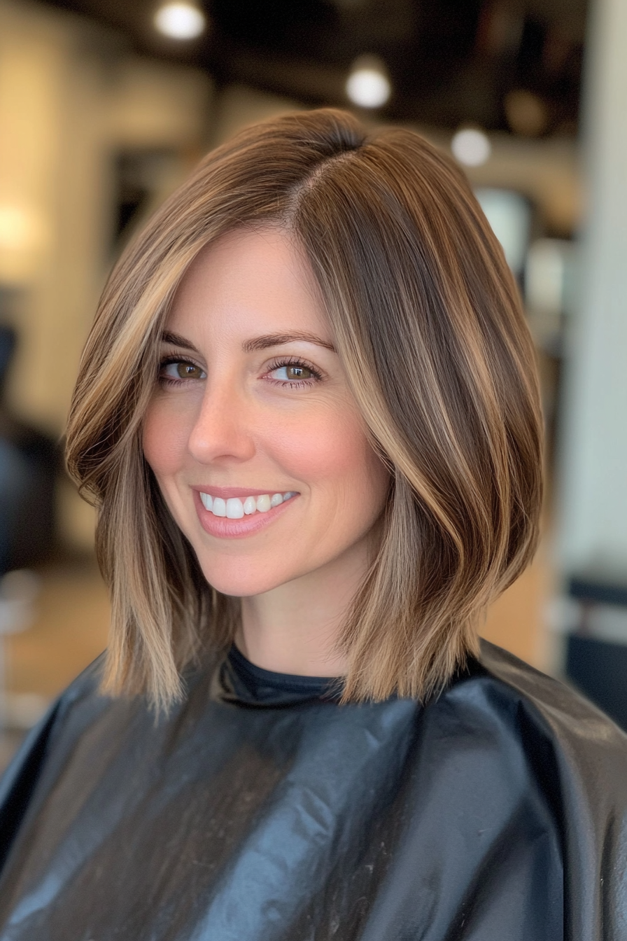 17. 17. Inverted Bob with Sandy Brown (Medium Length Hairstyles For Women Over 40) - Medium Length Hairstyles For Women Over 40