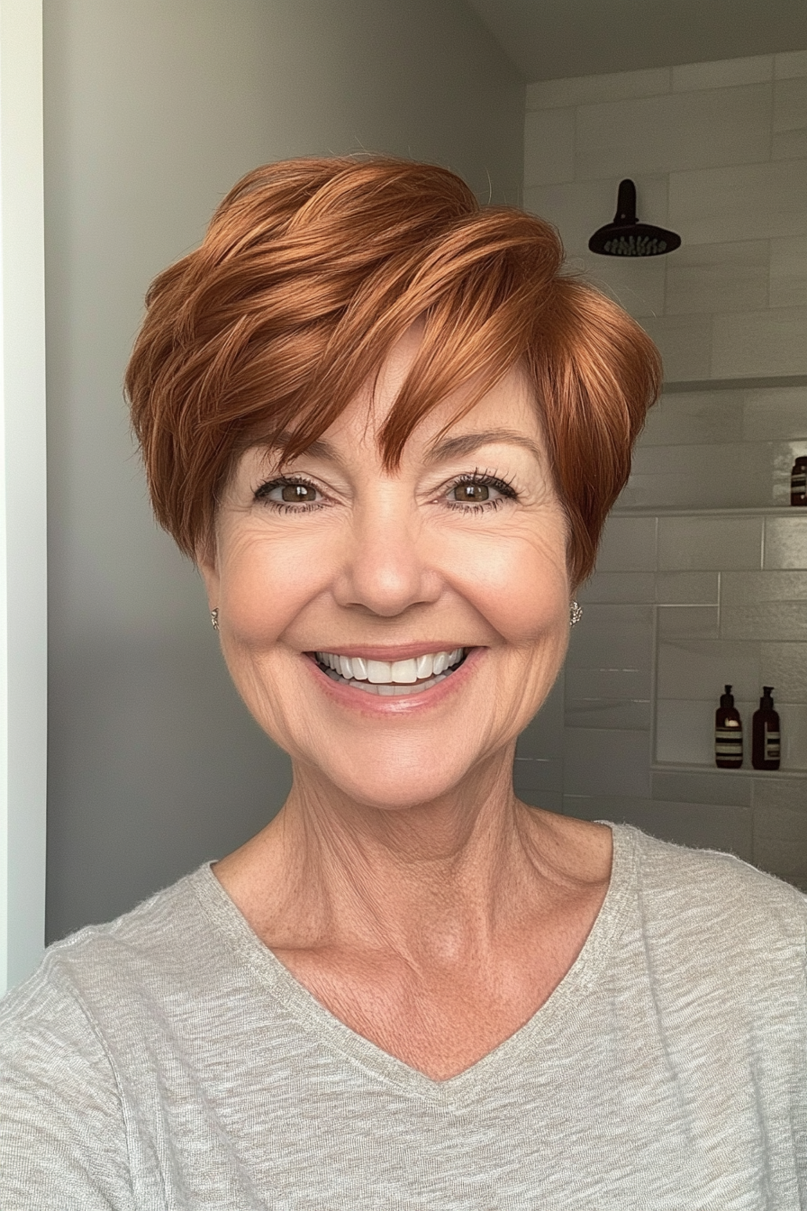 2. Warm Chestnut Pixie Cut (Hairstyles For Women Over 60) - Hairstyles For Women Over 60