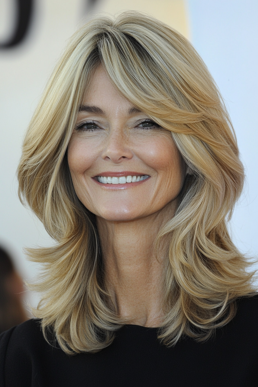 6. Sandy Blonde Layered Cut (Hairstyles For Women Over 60) - Hairstyles For Women Over 60