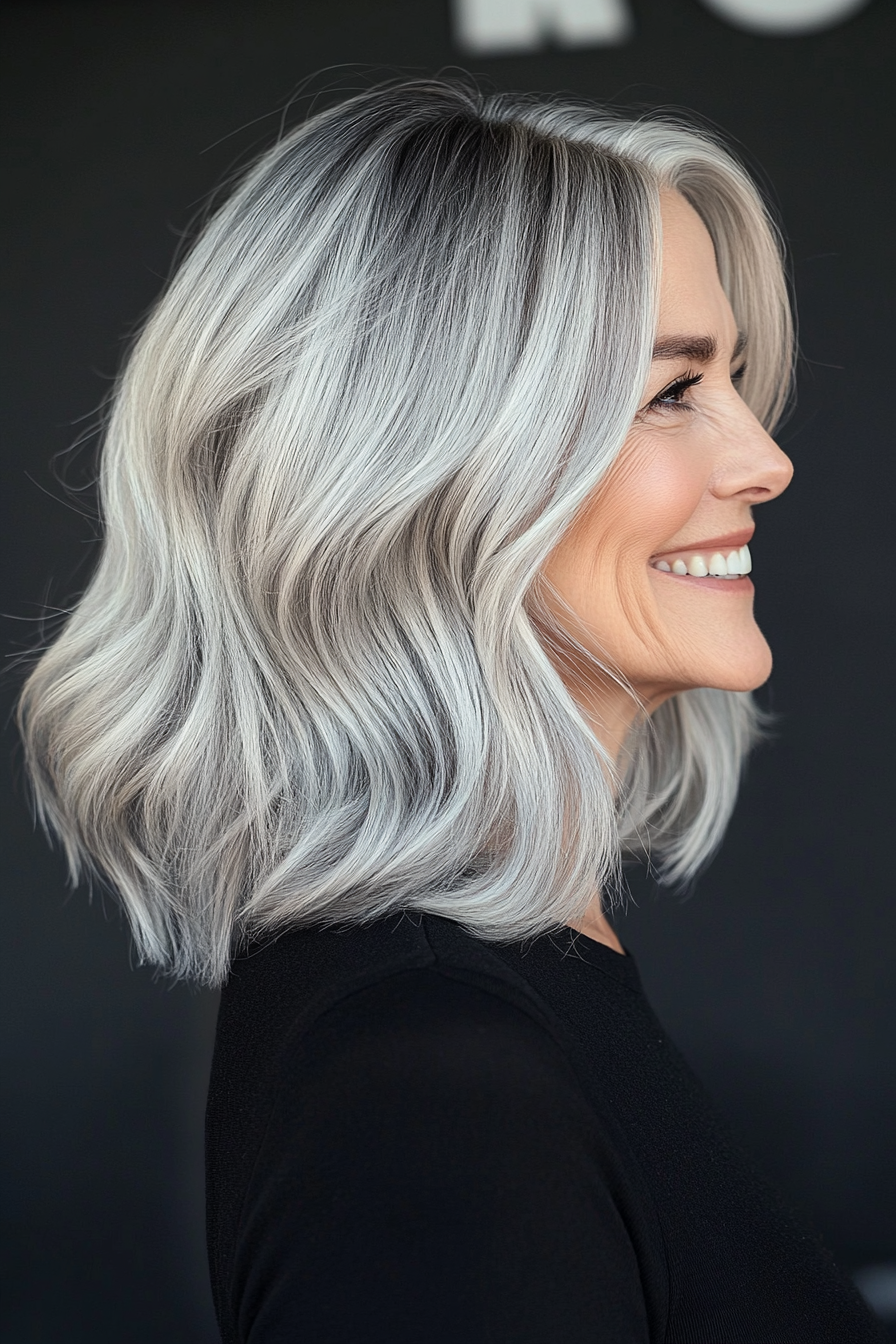 8. Silver Balayage with Soft Waves (Hairstyles For Women Over 60) - Hairstyles For Women Over 60
