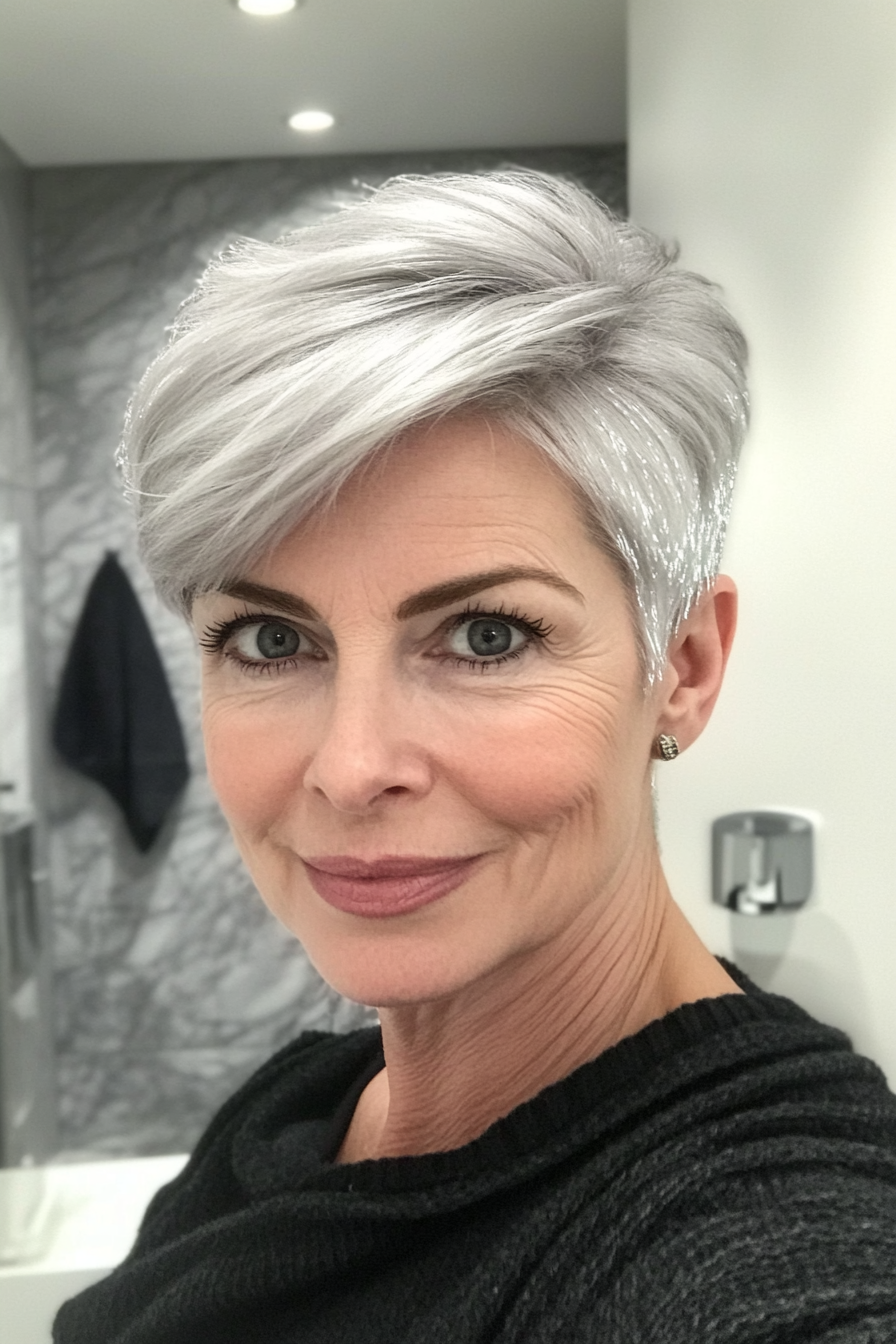 11. Frosted Silver Tapered Cut (Hairstyles For Women Over 60) - Hairstyles For Women Over 60