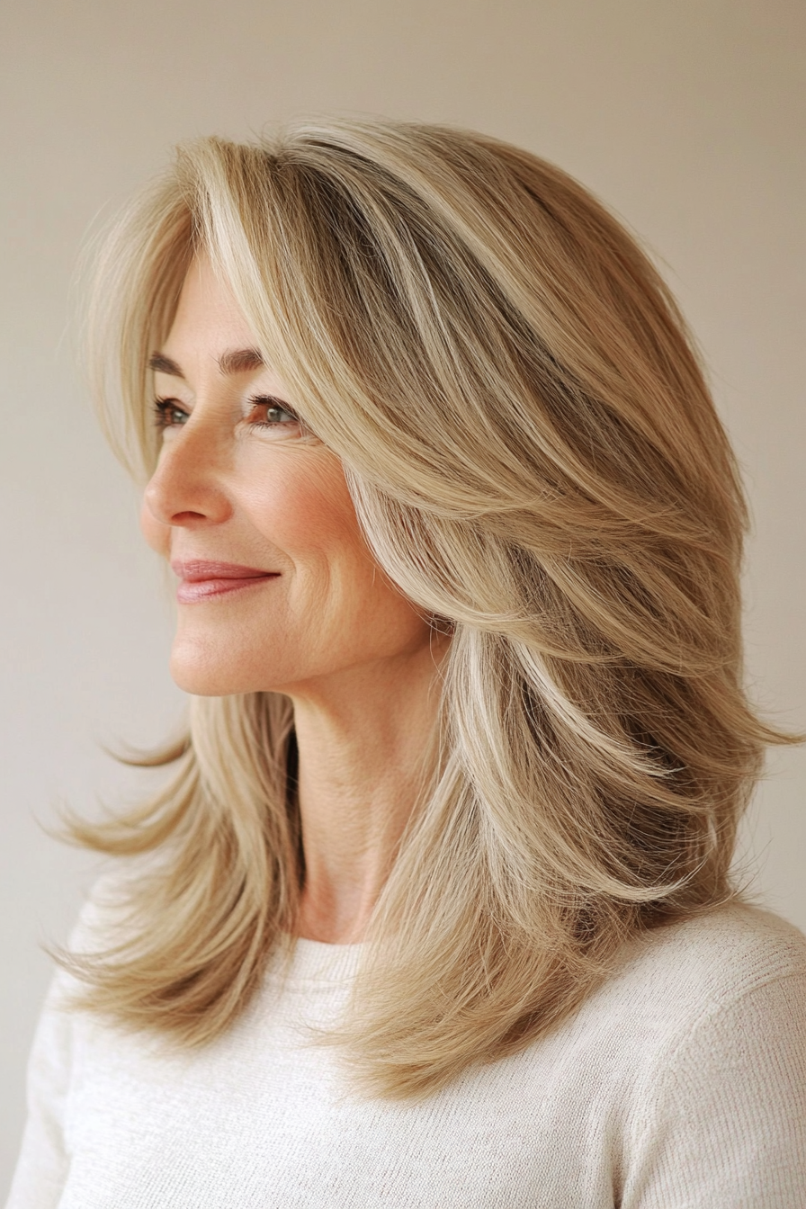 26. Soft Blonde Layered Shag (Hairstyles For Women Over 60) - Hairstyles For Women Over 60