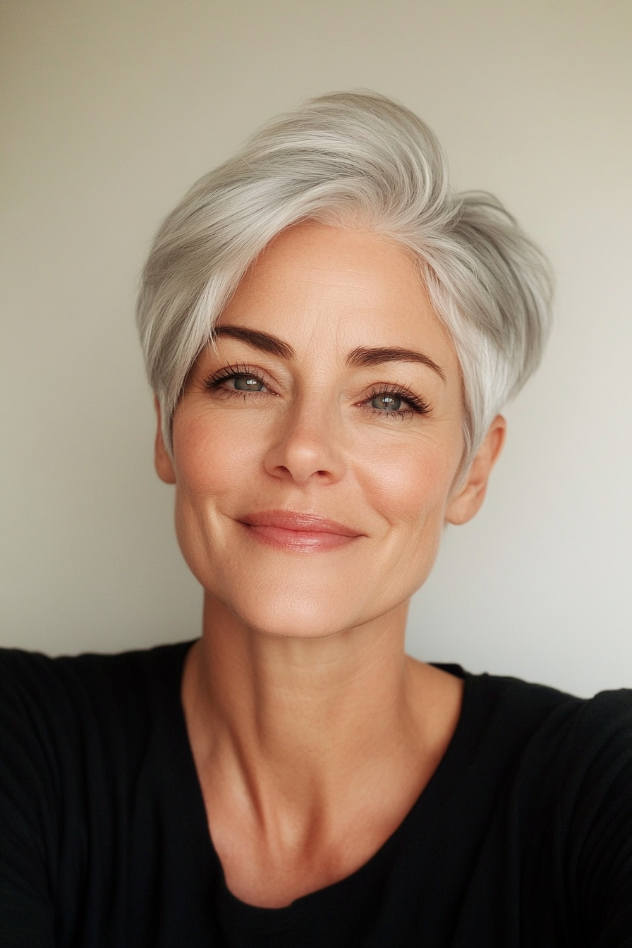 1. Classic Pixie with Silver Shine (Short Haircuts For Women Over 60) - Short Haircuts For Women Over 60