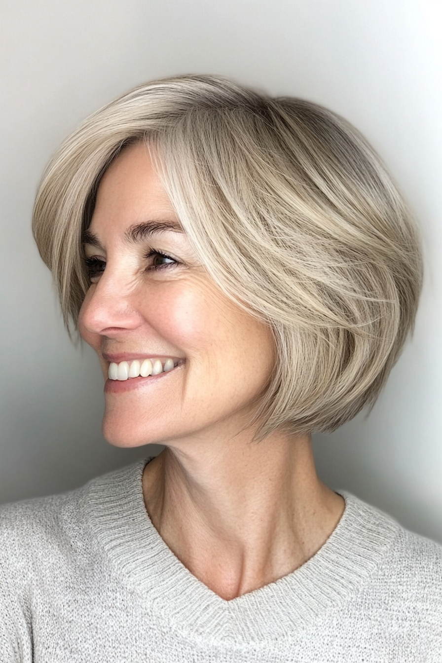 2. Textured Bob in Ash Blonde (Short Haircuts For Women Over 60) - Short Haircuts For Women Over 60