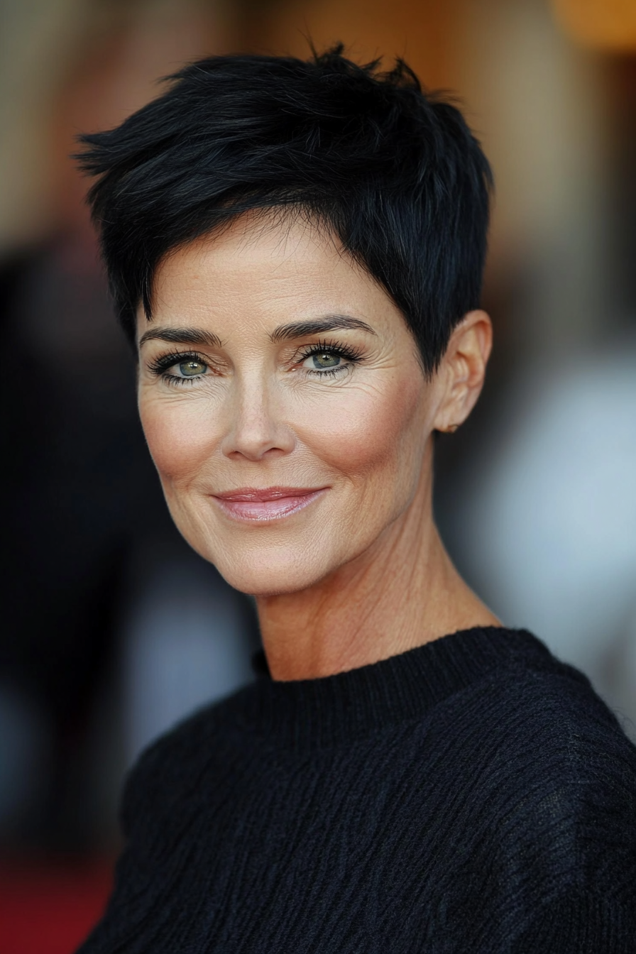 6. Tapered Cut in Natural Black (Short Haircuts For Women Over 60) - Short Haircuts For Women Over 60