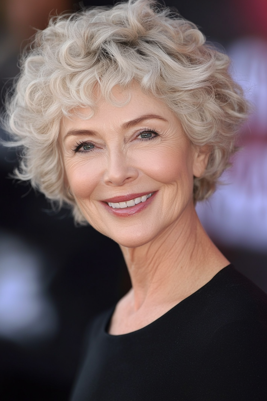 7. Curly Pixie in Sandy Blonde (Short Haircuts For Women Over 60) - Short Haircuts For Women Over 60