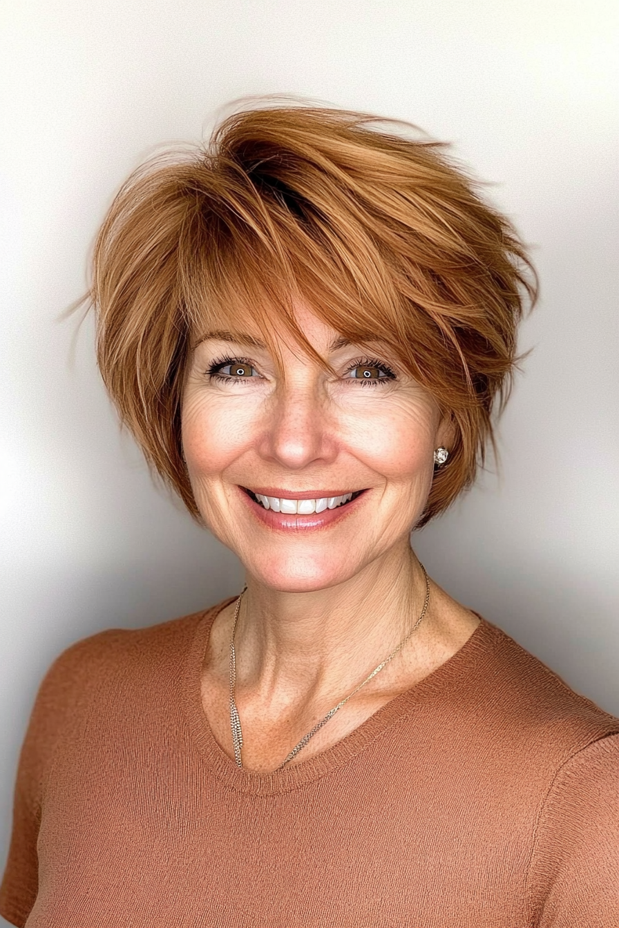 10. Wispy Layers in Light Auburn (Short Haircuts For Women Over 60) - Short Haircuts For Women Over 60
