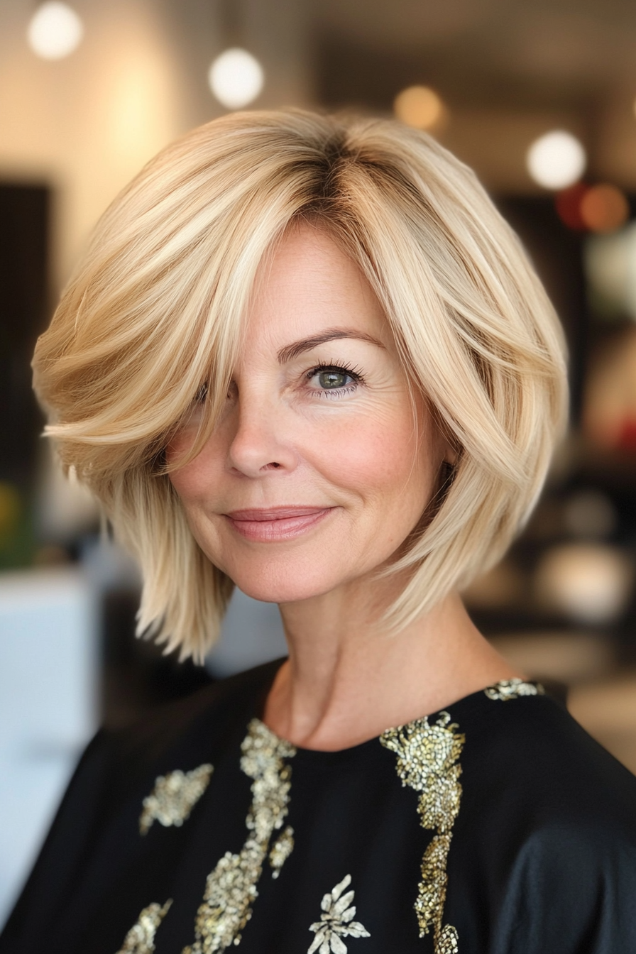 15. Stacked Bob in Golden Blonde (Short Haircuts For Women Over 60) - Short Haircuts For Women Over 60