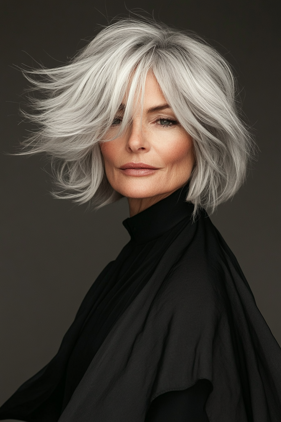 16. Shaggy Crop in Light Gray (Short Haircuts For Women Over 60) - Short Haircuts For Women Over 60