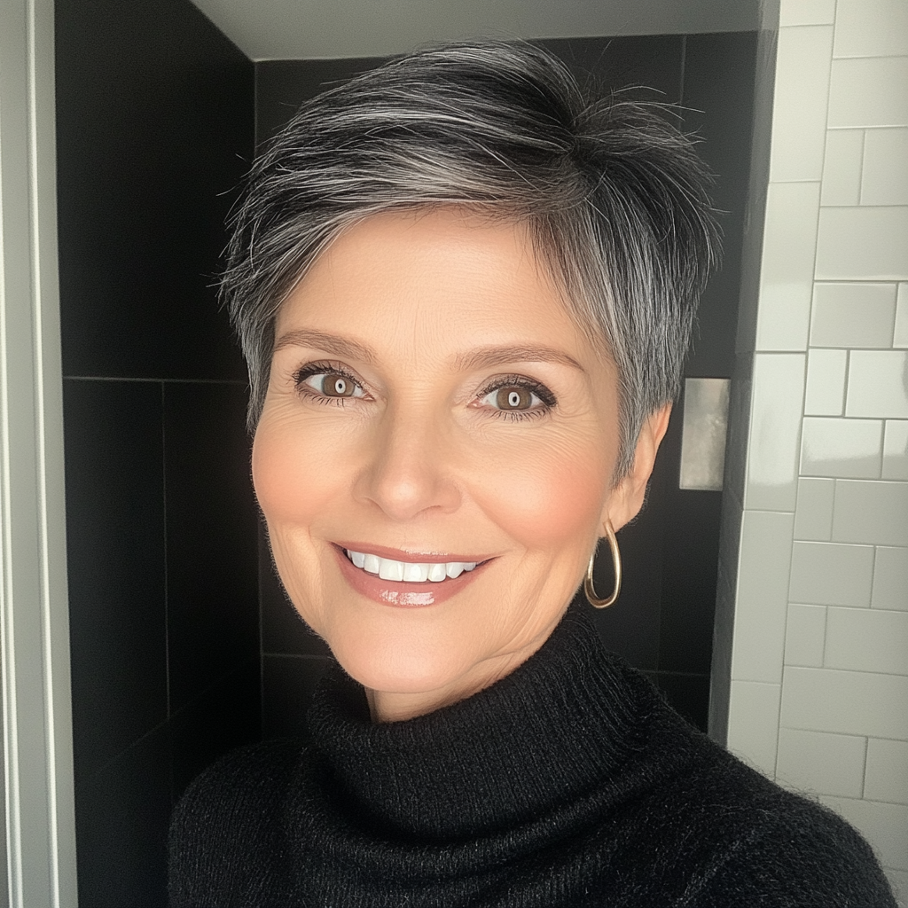 18. Polished Pixie in Jet Black (Short Haircuts For Women Over 60) - Short Haircuts For Women Over 60