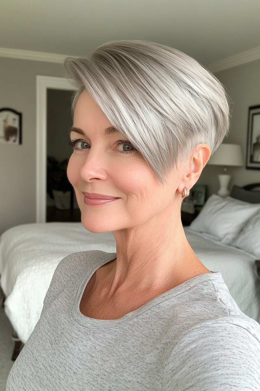 20. Short Undercut in Silver Blonde (Short Haircuts For Women Over 60) - Short Haircuts For Women Over 60