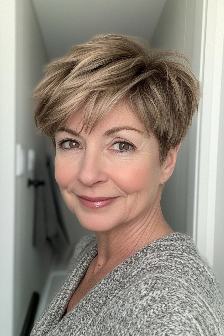 22. Tapered Pixie in Light Brown (Short Haircuts For Women Over 60) - Short Haircuts For Women Over 60