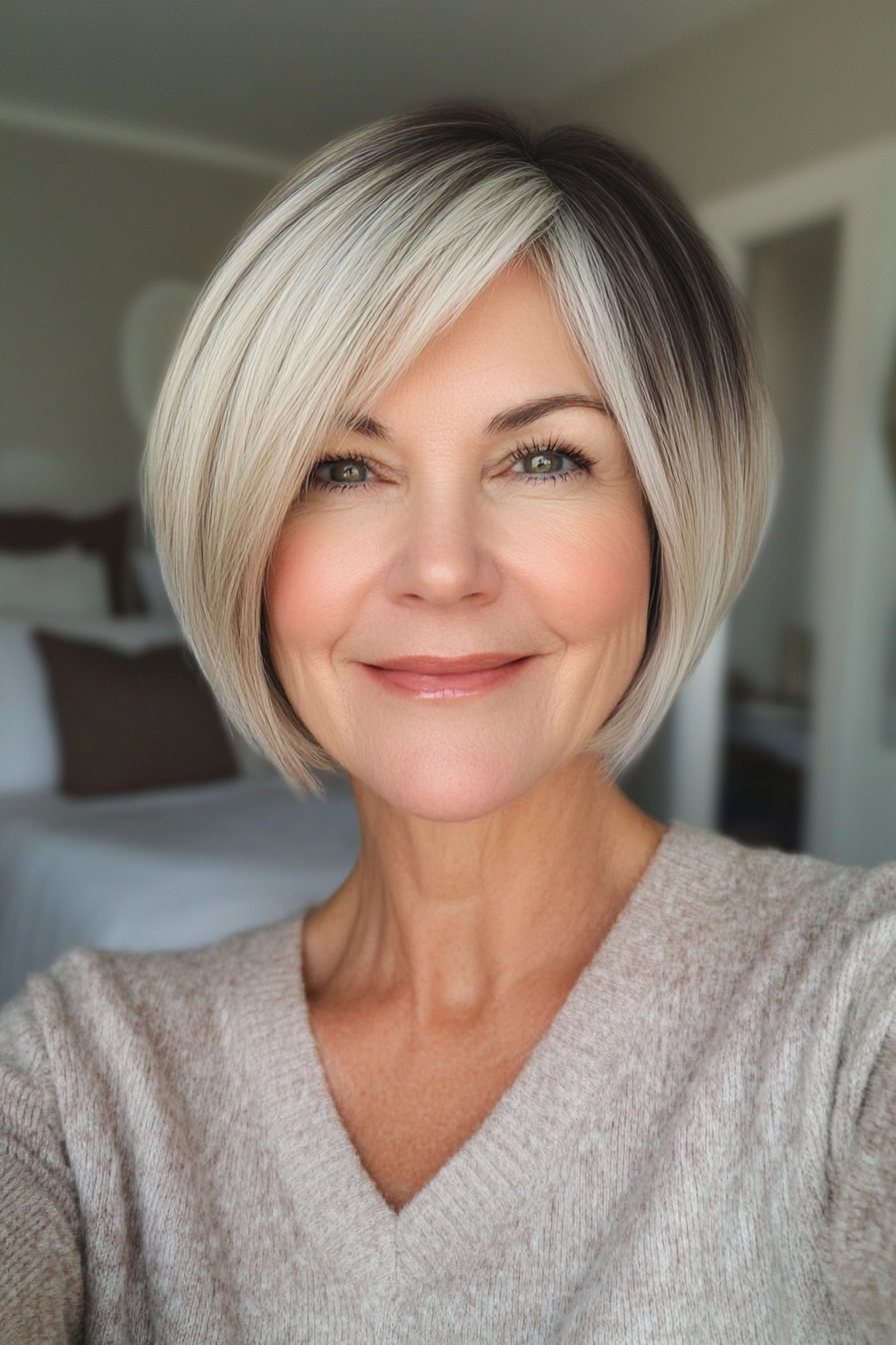 25. Modern Bowl Cut in Dark Blonde (Short Haircuts For Women Over 60) - Short Haircuts For Women Over 60