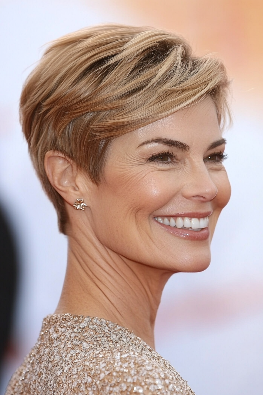 27. Voluminous Crop in Warm Caramel (Short Haircuts For Women Over 60) - Short Haircuts For Women Over 60