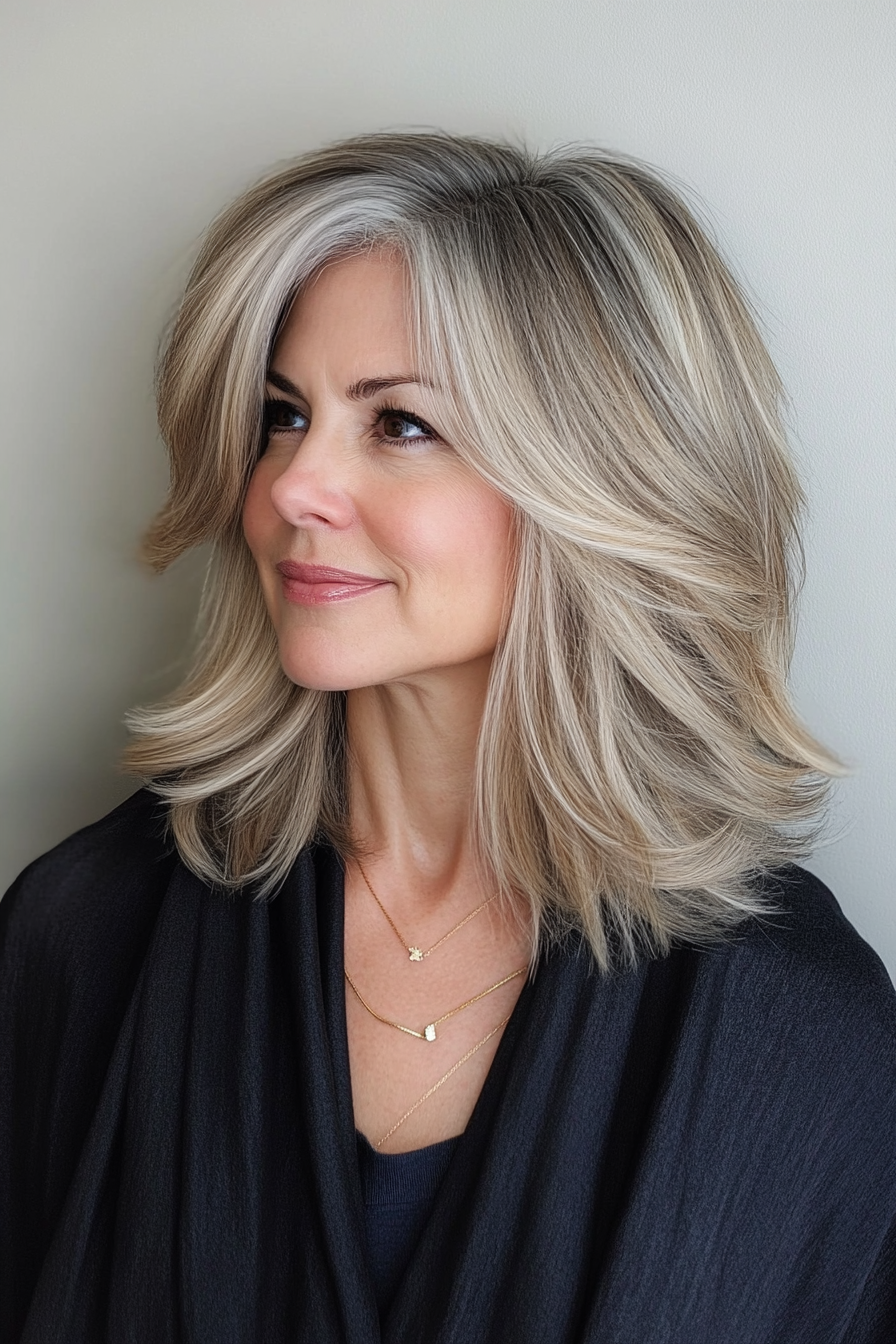 4. Shoulder-Length Shag with Soft Blonde Highlights (Haircuts For Women Over 50) - Haircuts For Women Over 50