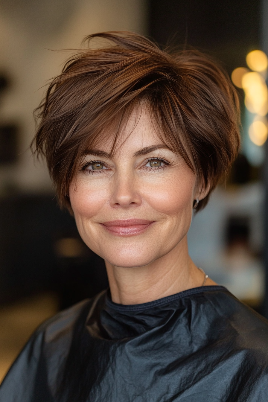 19. Sleek Pixie in Warm Chestnut (Haircuts For Women Over 50) - Haircuts For Women Over 50