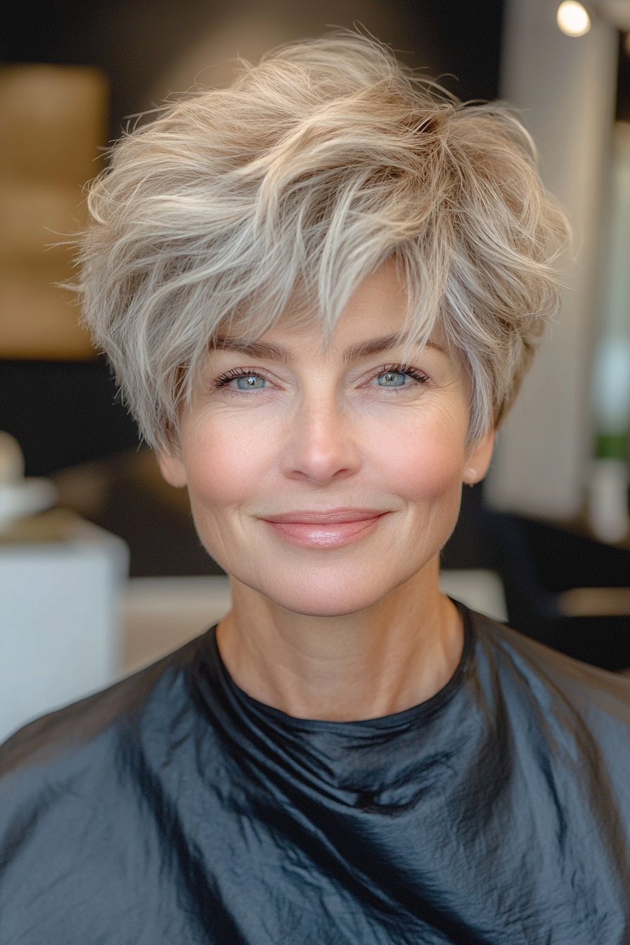 27. Textured Pixie Cut in Golden Ash Blonde (Haircuts For Women Over 50) - Haircuts For Women Over 50